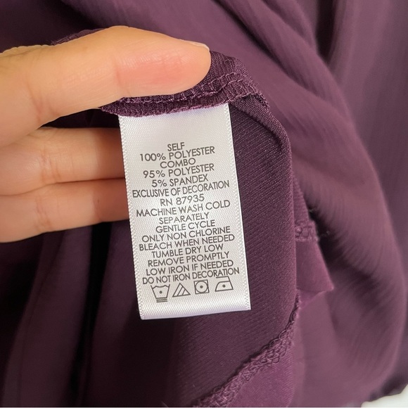 SUSAN GRAVER ARTISAN Embellished Velvet Detail Purple Peekaboo Sleeve | Size 8 - Picture 8 of 10